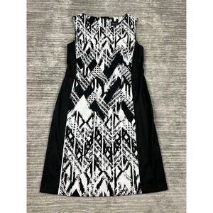 Connected Apparel Dress Womens 8 Black White Sheath‎ Knee Length Sleeveless